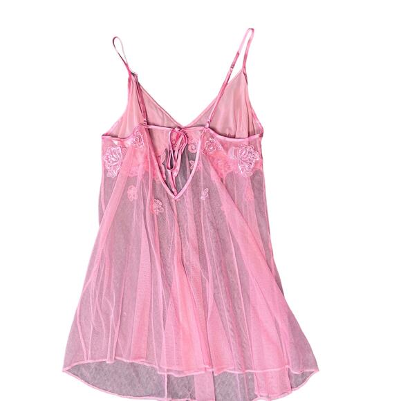 Vintage Victorias Secret Chemise Lingerie Negligee Floral Lace Embroidery Large - Picture 5 of 8